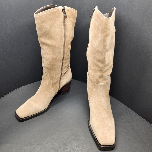 Vince Camuto boots women's 11M beige sand suede Babellie western cowgirl new - Picture 6 of 16